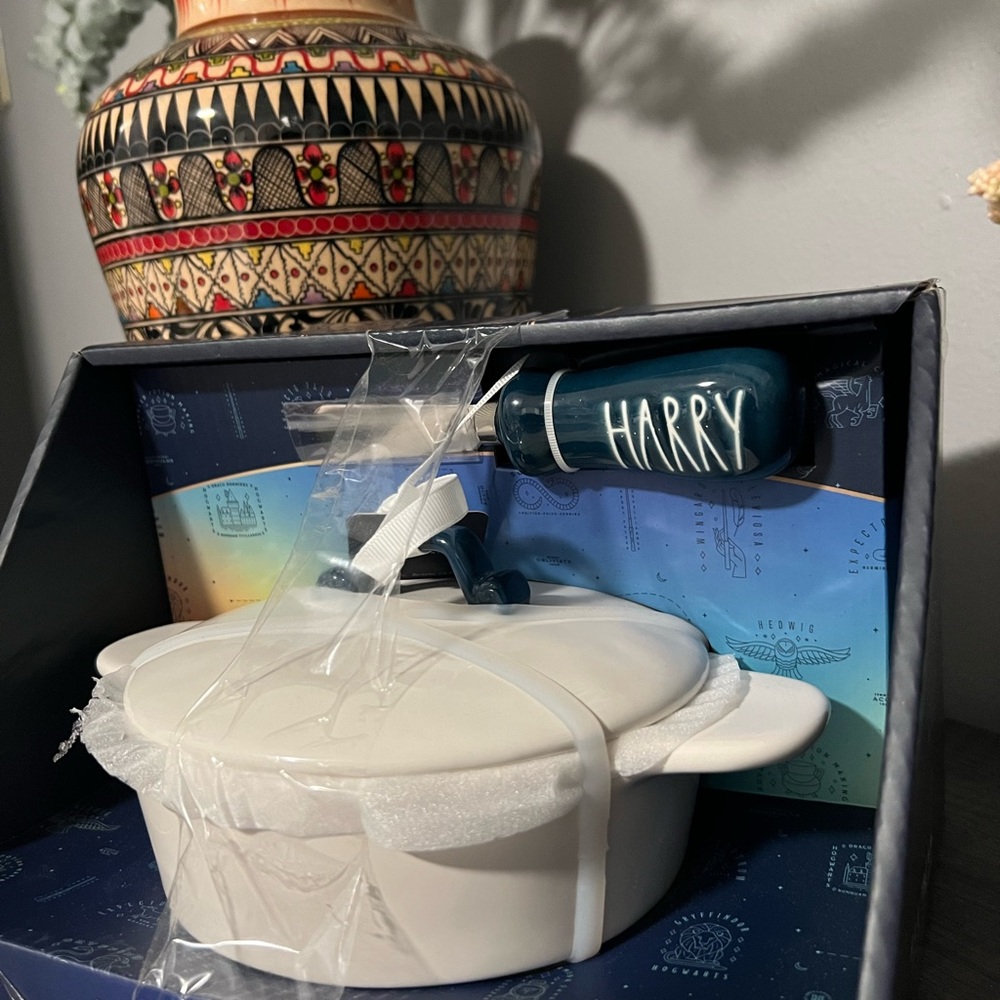 Rae Dunn White and Blue Brie Baker & Knife Set - Picture 2 of 5